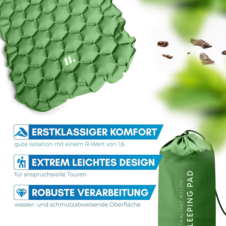 NORDMUT® Isomatte Outdoor [mit Reparaturset] Isomatte Camping | Isomatte Ultraleicht für Wandern, Ou