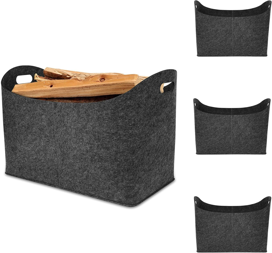 Froadp 4 Stück Filztasche Filzkorb für Kaminholz Einkaufstasche aus Filz Multifunktionale Filztasche