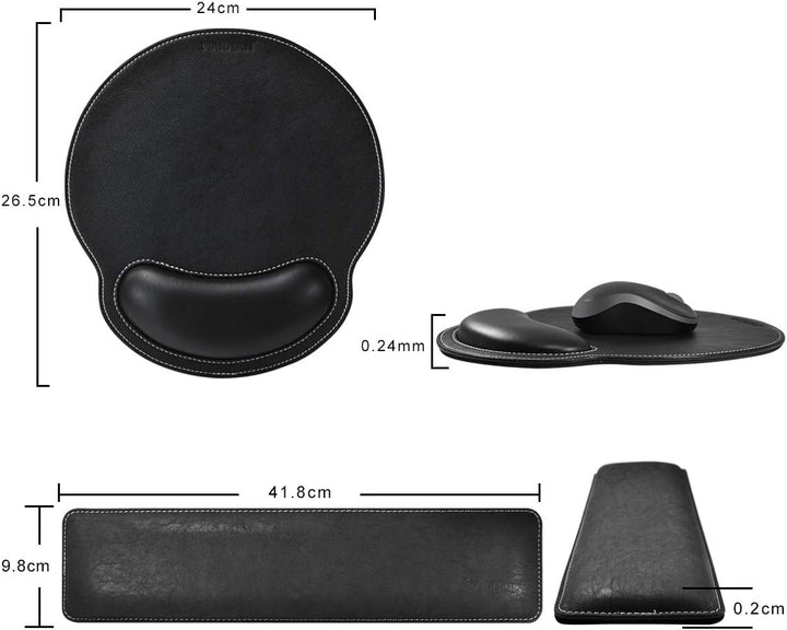MAIDERN PU Leder Tastatur Handgelenkauflage und Mauspad mit Handgelenkstütze, Memory Foam Set Langle