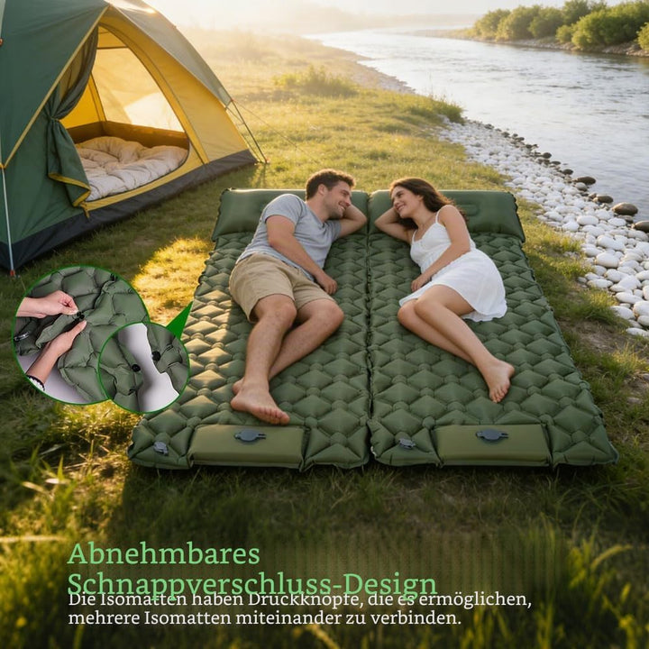 AUYAO Selbstaufblasend Camping Isomatte Schlafmatte, Ultraleichte Luftmatratze mit Fusspumpe, 190 x