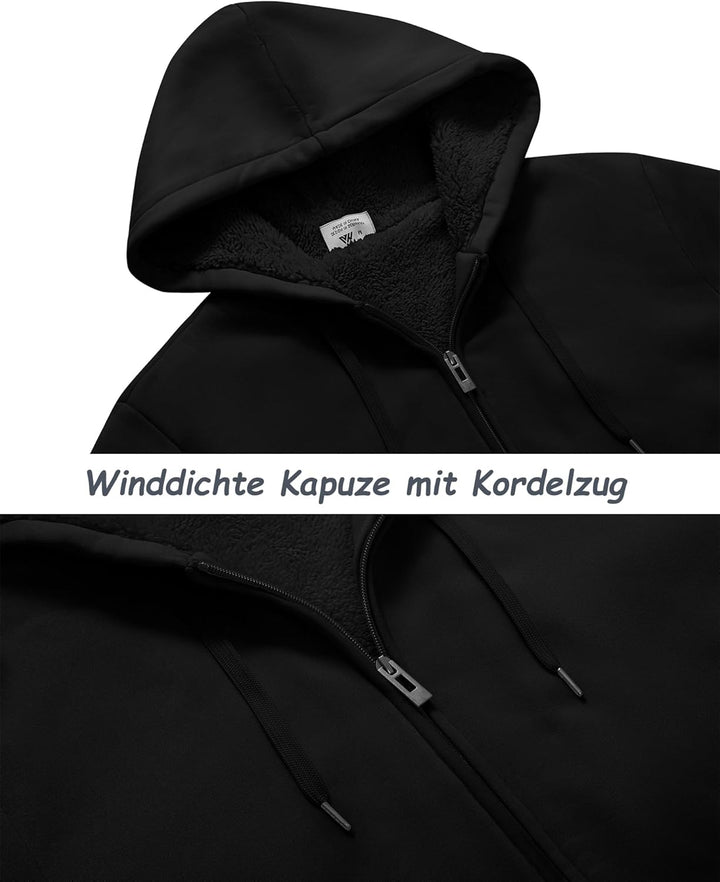 SwissWell Hoodies Herren Gefütterte Sweatjacke mit Kapuze Winter Jacke Reissverschluss Warmer Fleece