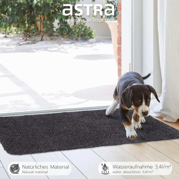 Astra Schmutzfangmatte innen waschbar 60x75 cm – Sauberlaufmatte schwarz 100% Baumwolle Matte - Entr