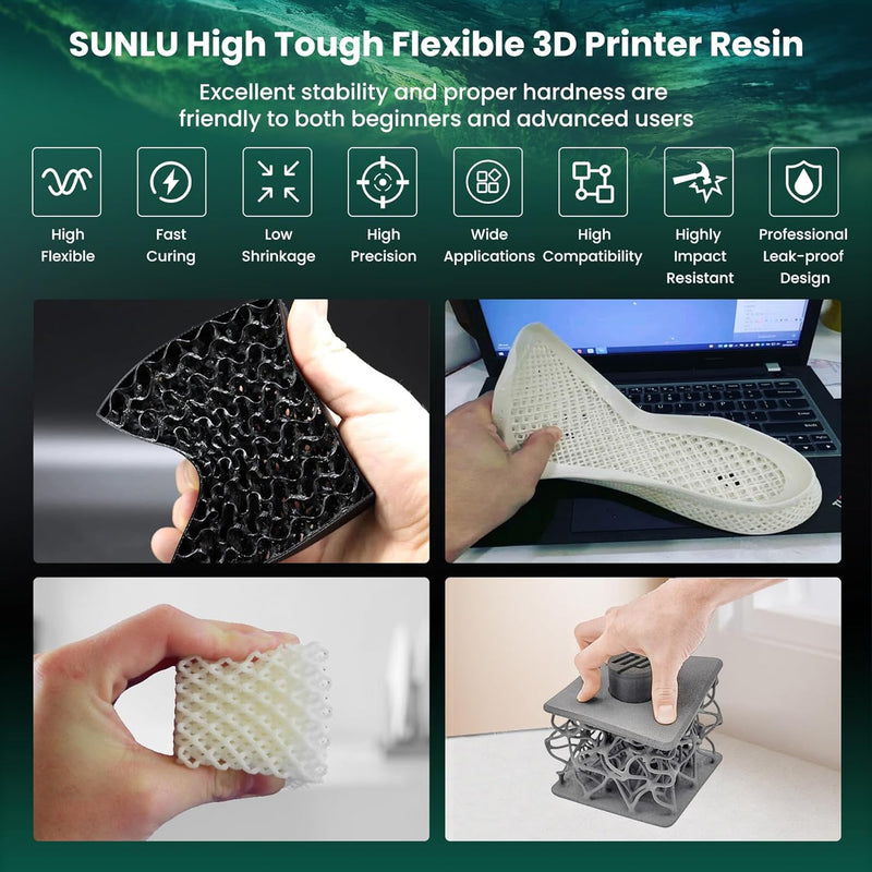 SUNLU Hochfestes 3D-Druckerharz, Flexibles, Schnell Aushärtendes 3D-Harz für 4K 8K LCD DLP-Harz-3D-D