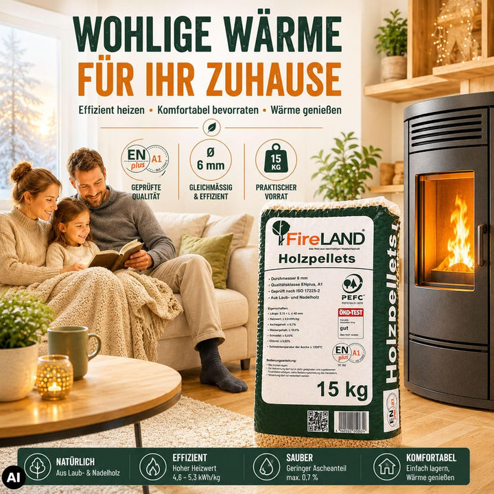 HLKauf Pellets ENplus A1 mit 6mm - Naturbelassen &amp; Nachhaltig produziert - PEFC Zertifiziert - ohne