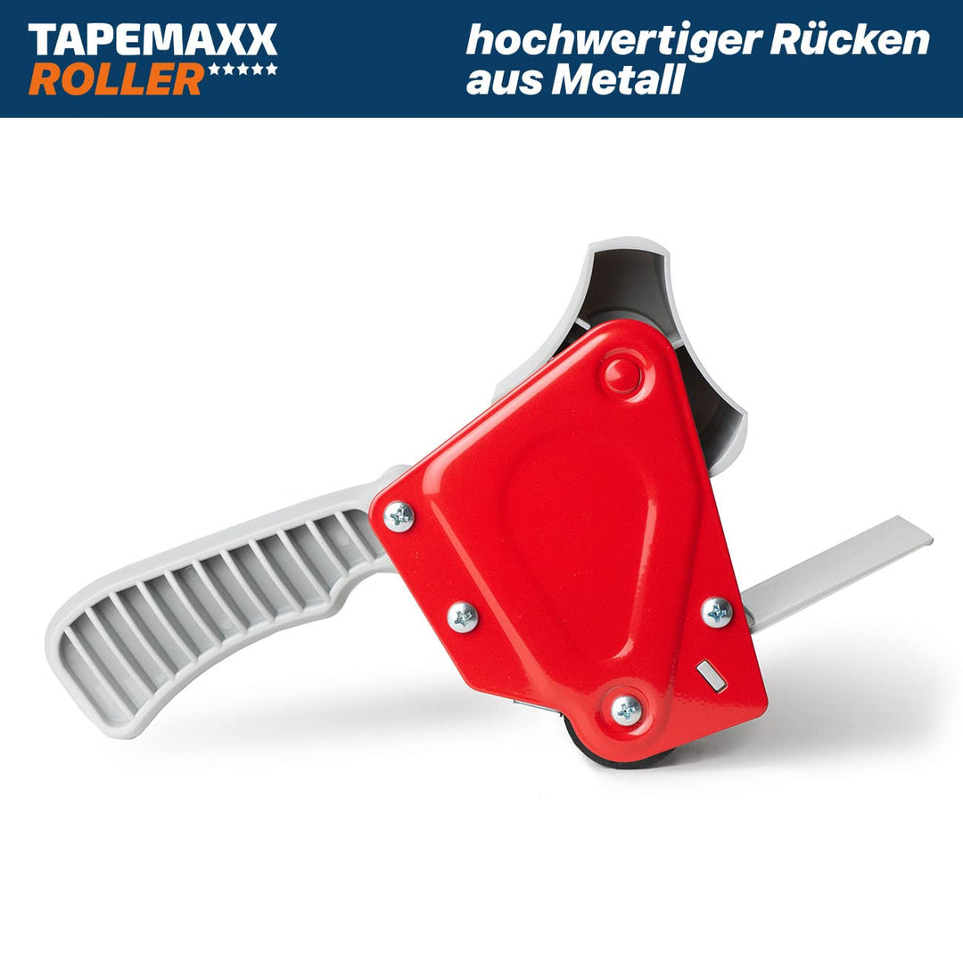 TAPEMAXX ROLLER 2 Abroller Set mit 6 Rollen Paketklebeband Transparent 47mm x66m Paketbandabroller H