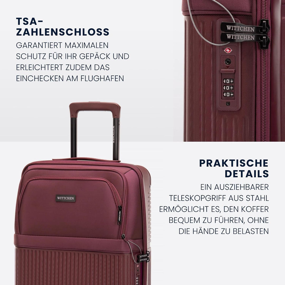 WITTCHEN AXIS | 55x37x21,5 Handgepäck Koffer Kabinentrolley | Hybrid ABS Nylon mit Laptopfach 15 Zol