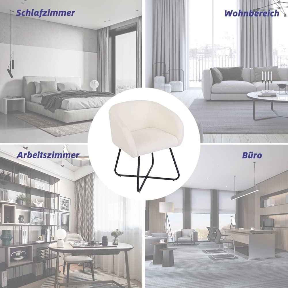 Mingone Sessel Kleine Loungesessel Cocktailsessel Modern Lammwolle Designer Polstersessel mit Schwar