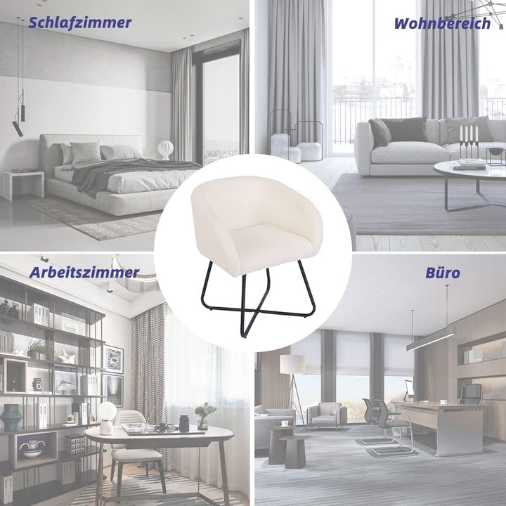 Mingone Sessel Kleine Loungesessel Cocktailsessel Modern Lammwolle Designer Polstersessel mit Schwar