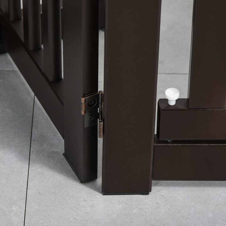 PawHut Absperrgitter Holz Freistehendes Schutzgitter für Hunde Türschutzgitter Verstellbares Hundegi