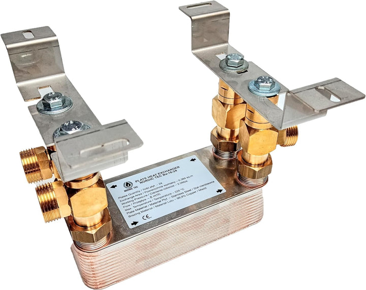 Edelstahl Plattenwärmetauscher Wärmetauscher Nordic Tec Ba-16-24 24 Platten 100kW 1” mit Wandbefesti