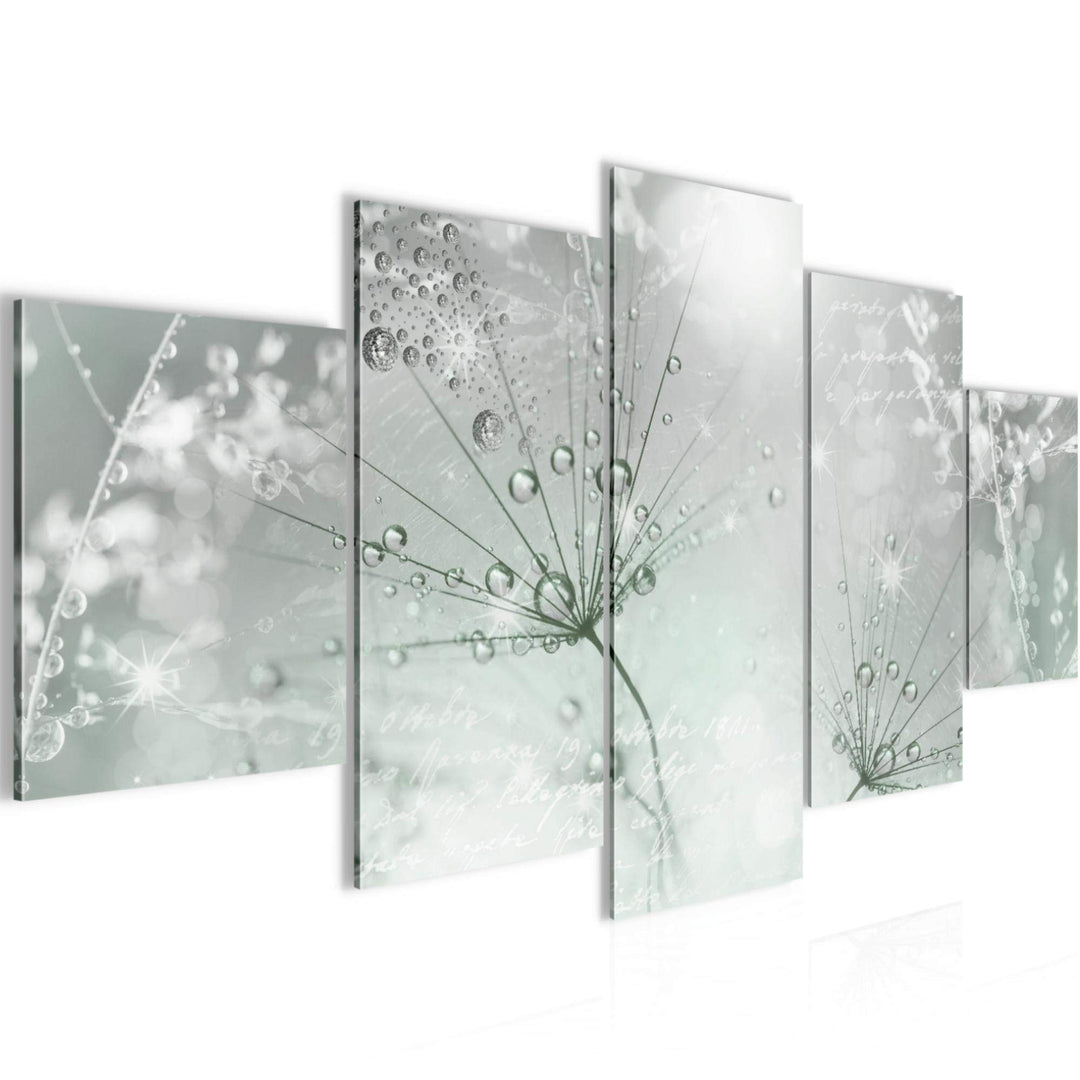 Runa Art Wandbilder Blumen Pusteblume 5 Teilig Bild auf Vlies Leinwand Deko Wohnzimmer Natur Grün Gr