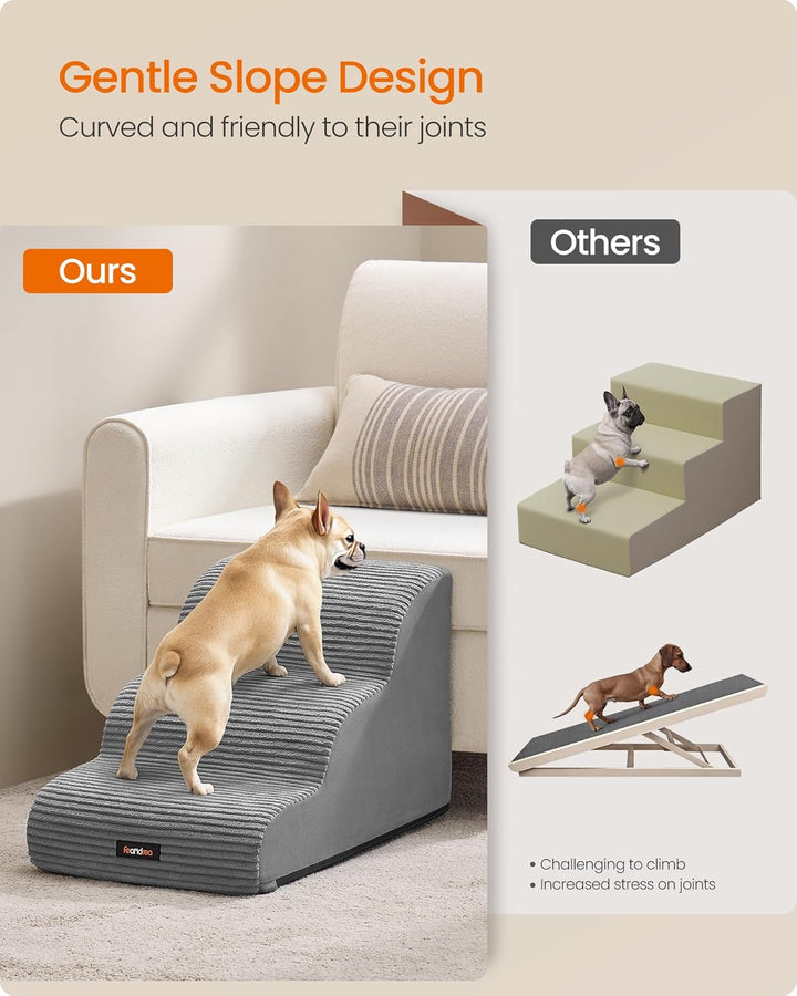 Feandrea Hundetreppe, 3 Stufen, Haustiertreppe, für kleine Hunde, Bett, Sofa, wasserdichte Katzentre