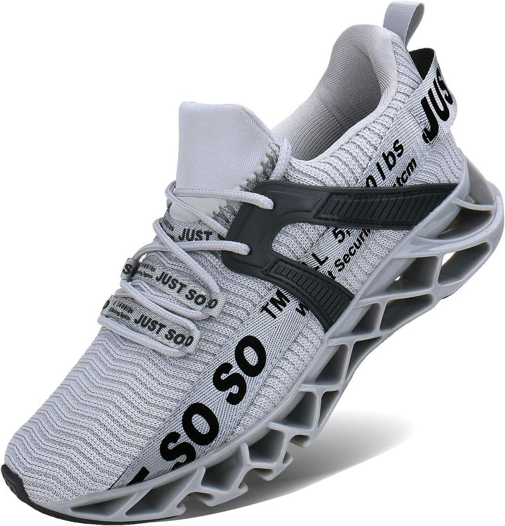 Wonesion Herren Fitness Laufschuhe Atmungsaktiv rutschfeste Mode Sneaker Sportschuhe 42 EU 3 Grau, 4