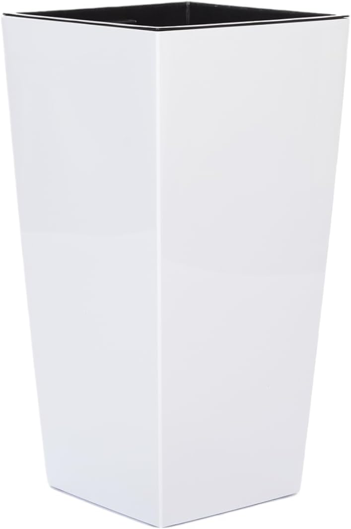MELTOM Pflanzkübel aus Kunststoff in Hochglanz Farbe: Weiss mit Herausnehmbaren Einsatz, BxTxH in cm