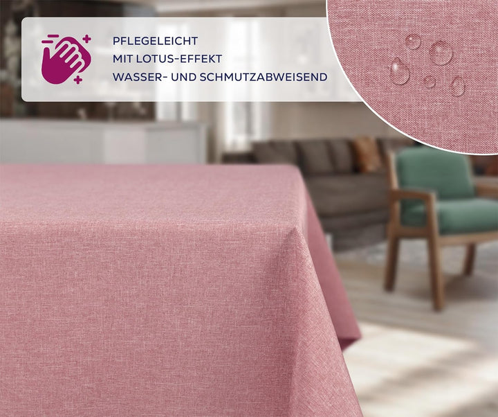 BEAUTEX fleckenabweisende und bügelfreie Tischdecke - Tischtuch mit Lotuseffekt - Tischwäsche in Lei