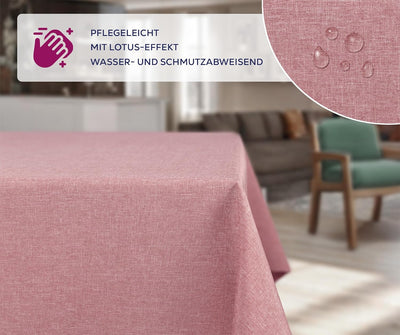 BEAUTEX fleckenabweisende und bügelfreie Tischdecke - Tischtuch mit Lotuseffekt - Tischwäsche in Lei