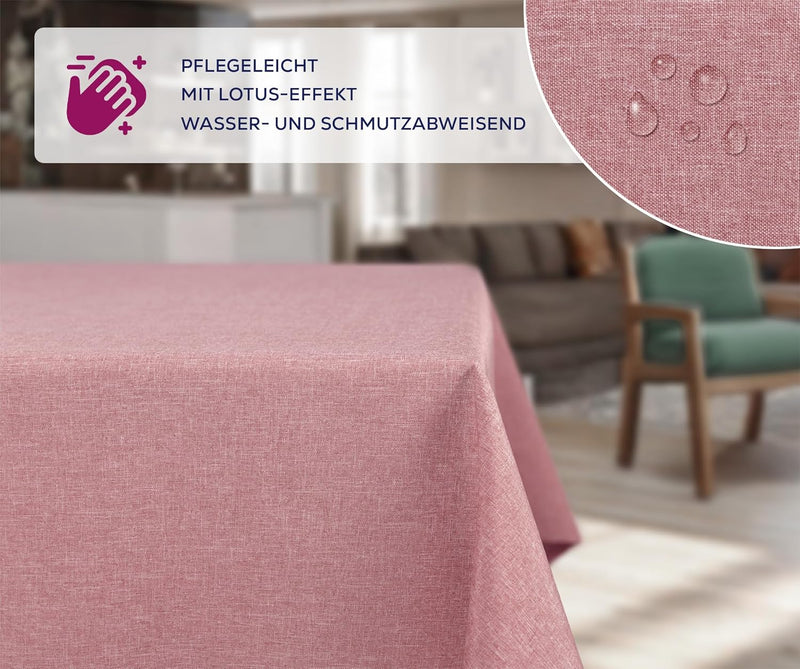 BEAUTEX fleckenabweisende und bügelfreie Tischdecke - Tischtuch mit Lotuseffekt - Tischwäsche in Lei
