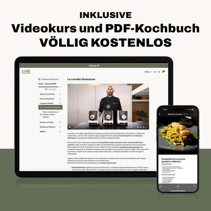 PASTAIO | Pasta-Maker mit doppelter Ausführung und 5 Formen in Bronze. Nudelmaschine, bis zu 800 g P