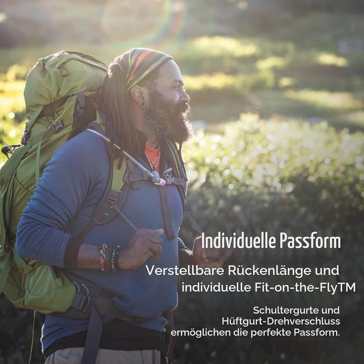 Osprey Aether 55 Trekkingrucksack für Männer Garlic Mustard Green L-XL, Garlic Mustard Green L-XL