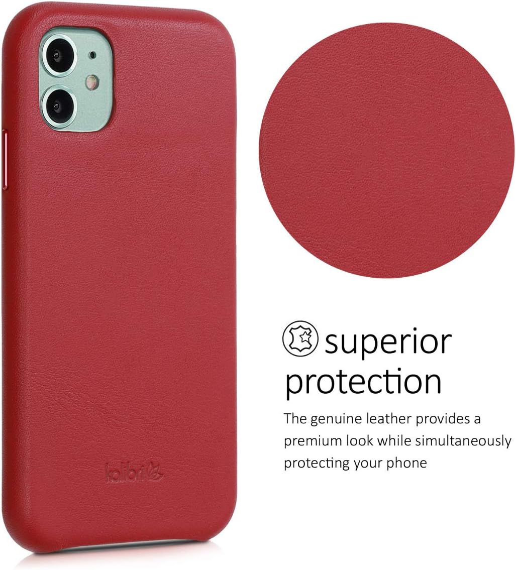 kalibri Schutzhülle kompatibel mit Apple iPhone 11 - Hülle Leder - Hardcover Handy Cover Case Rot, R