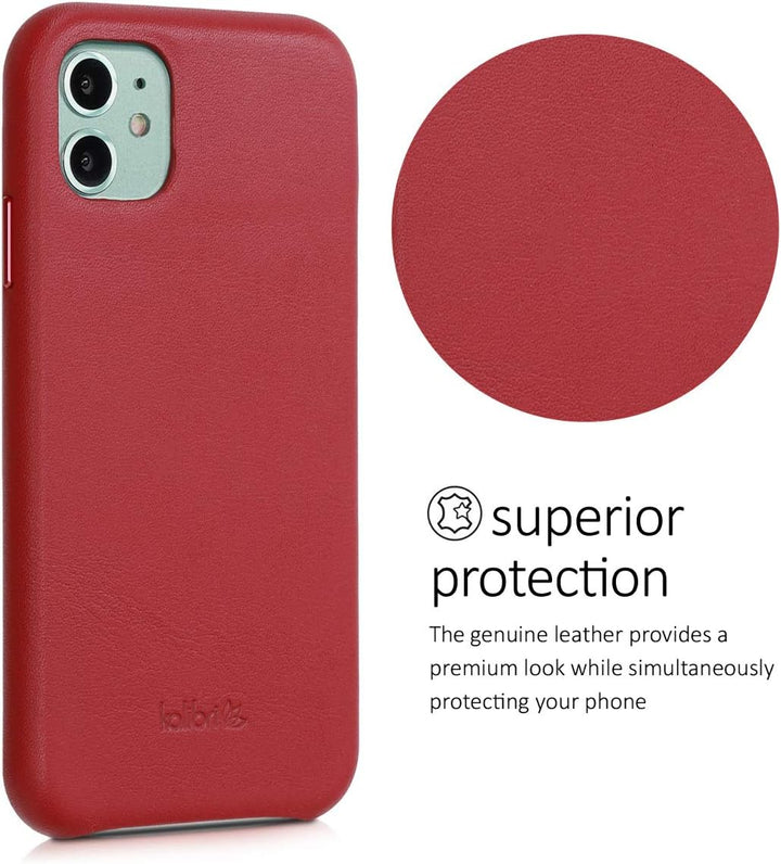 kalibri Schutzhülle kompatibel mit Apple iPhone 11 - Hülle Leder - Hardcover Handy Cover Case Rot, R