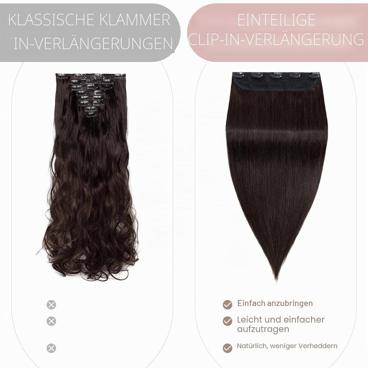 SEGO Haarteil Clip in Extensions Echthaar DICKER 1 Tresse 5 Clips Dicker Dichter Haarverlängerung 10