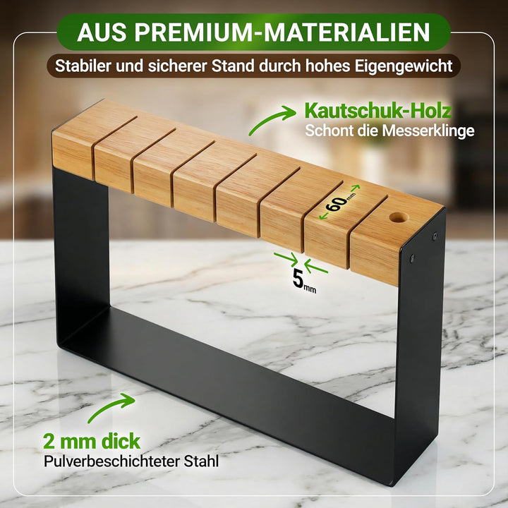 Messerblock ohne Messer, Messerblock aus Holz unbestückt schwarz, Messerhalter, Messeraufbewahrung K
