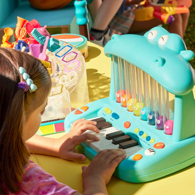 Land of B. Hippo Spielzeug Keyboard mit Lichtern und Liedern, Piano, Musikspielzeug, Musikinstrument