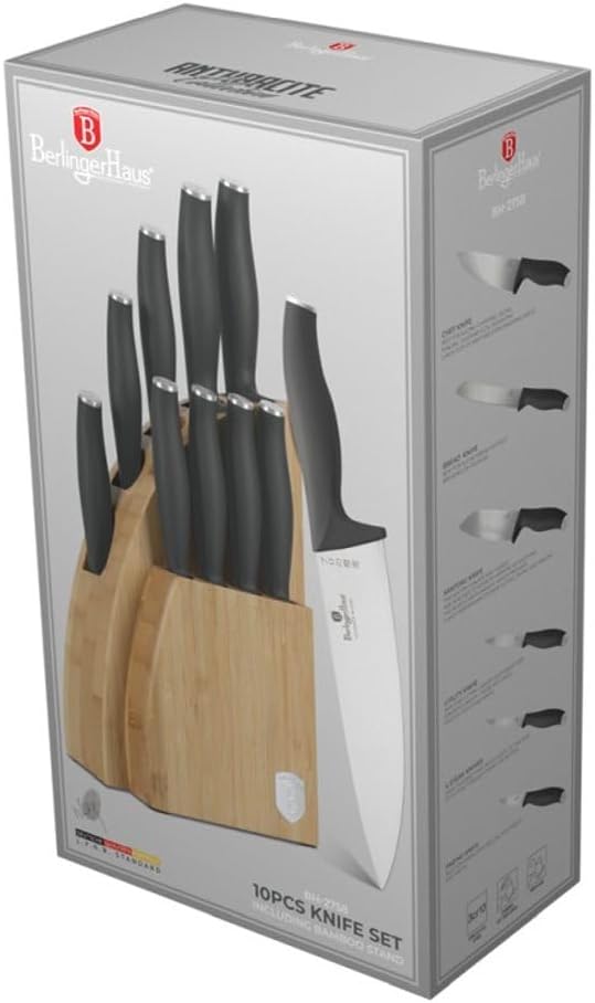 Berlinger Haus Messerset mit Ständer BAMBUS 10-tlg. Anthrazit Kollektion BH-2758