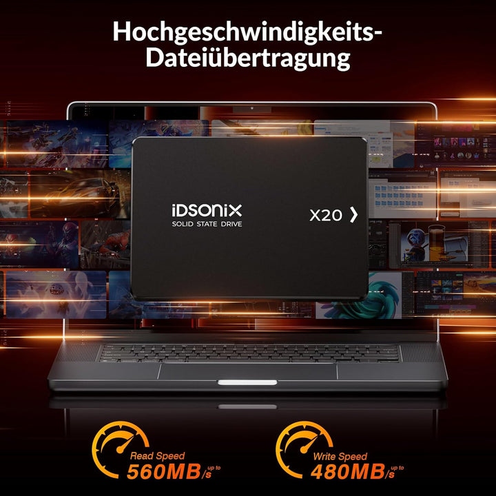 iDsonix SATA SSD 1TB 2,5 Zoll SSD Festplatte Intern, 560MB/s Lesen, 480MB/s Schreiben, mit 3D NADA F
