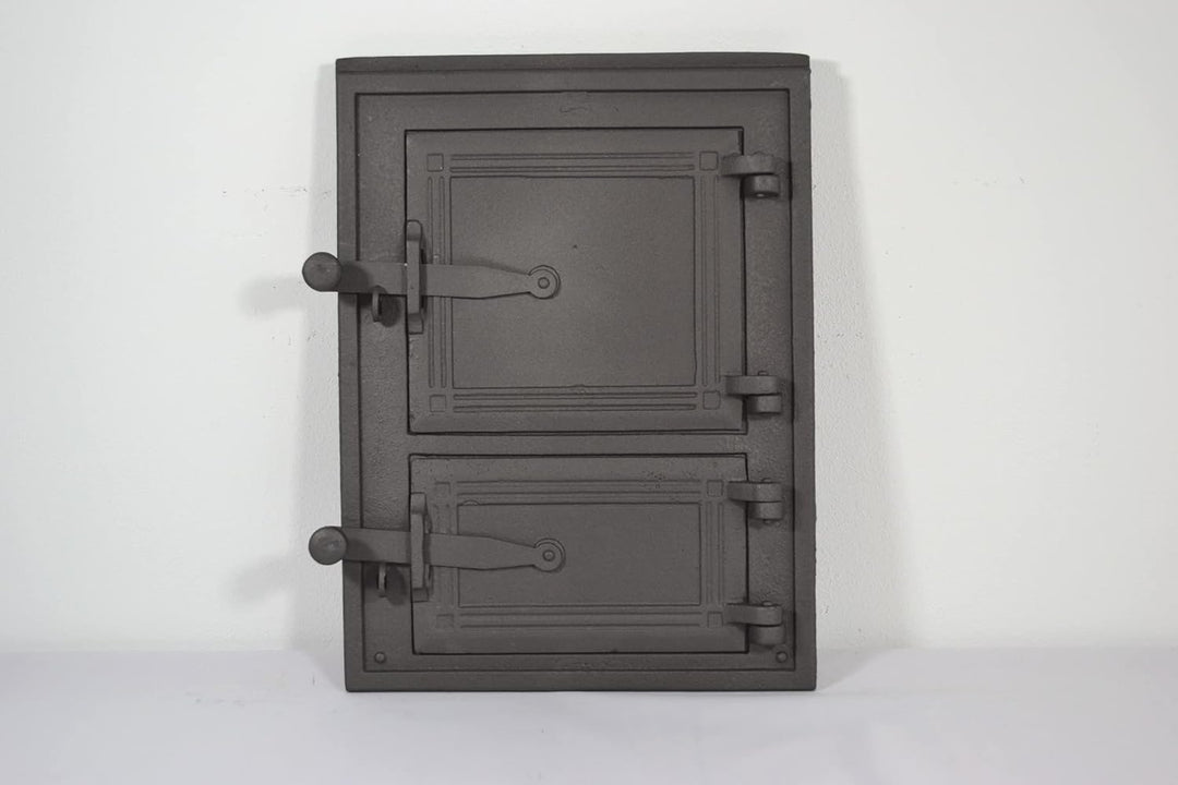 SEZAM Backofentür aus Gusseisen mit 2 Türen - mit Türriegel, Brotofentür - Steinofentür - Pizzaofent