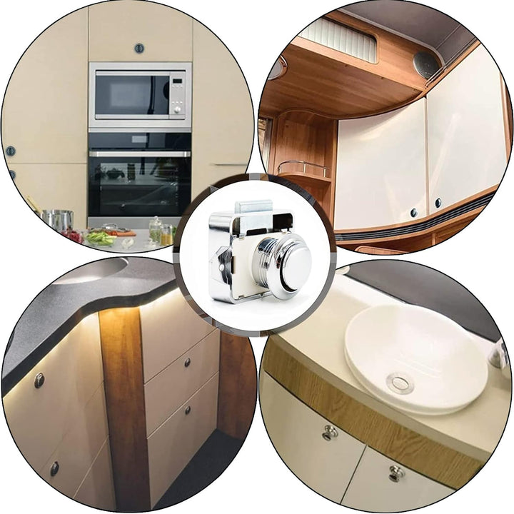 Hotiko Push Lock Button Latch Door Verriegelung Wohnmobil Möbelschloss für RV Camping Schrank Schubl