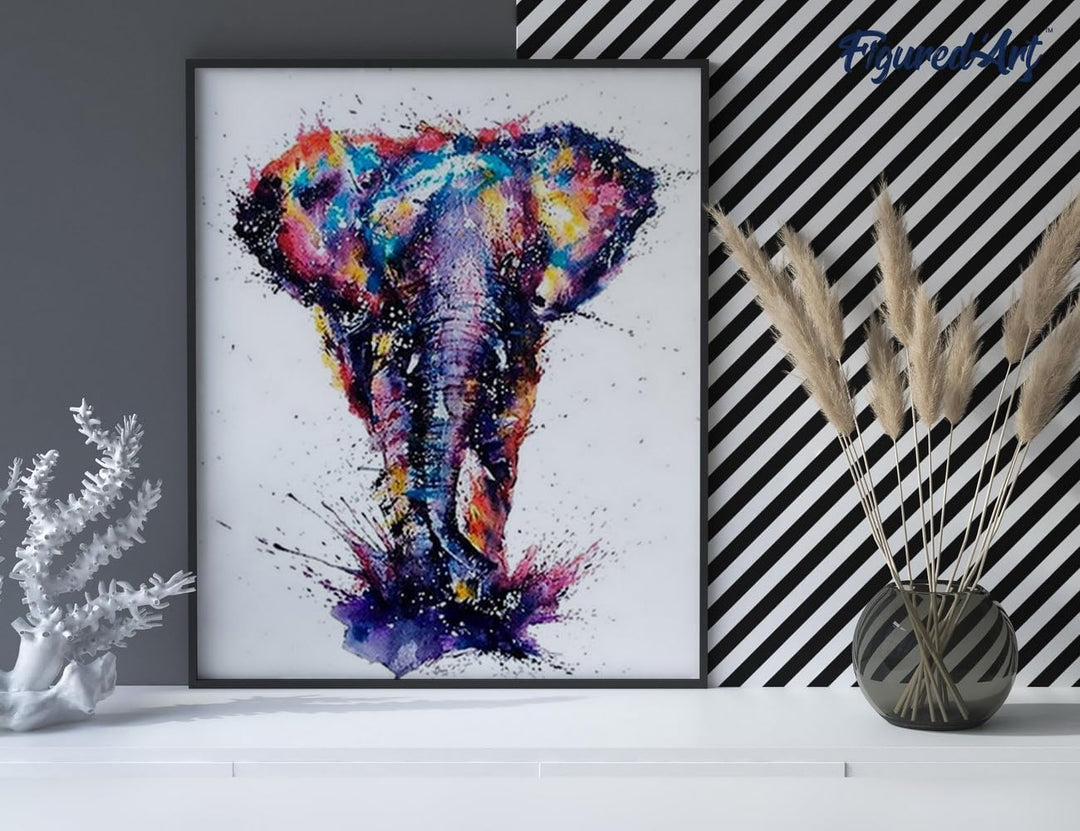 Figured'Art Malen Nach Zahlen Erwachsene Mit Rahmen Asiatischer Elefant Malerei - Paint by Numbers B
