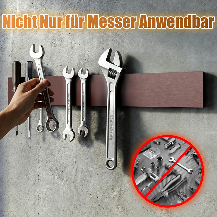 Messerblock Magnetisch 40 cm, Magnetleiste Messer aus Holz mit Supermagneten Und 2 Haken, Messerbloc