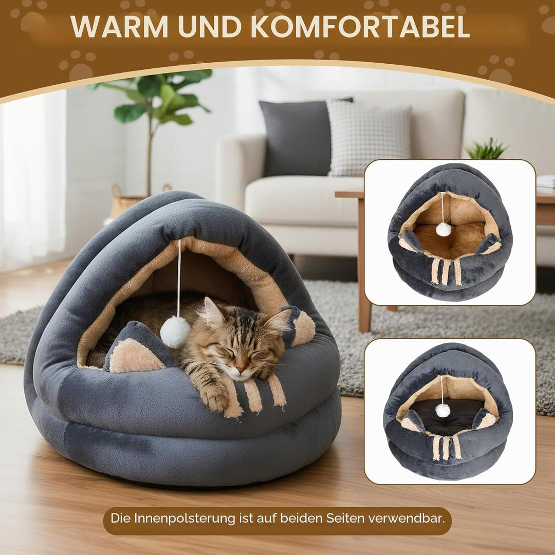 Katzenhöhle Katzen, Katzenbetten für den Innenbereich mit hängendem Spielzeug, Plüsch Haustier Katze