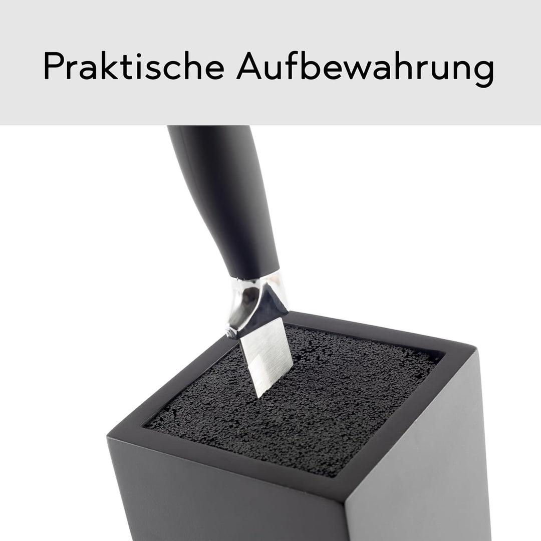 Messerblock - Messerhalter ohne Messer aus Holz Messerbrett Schwarz Borsteneinsatz Dunkel Einsatz Ho