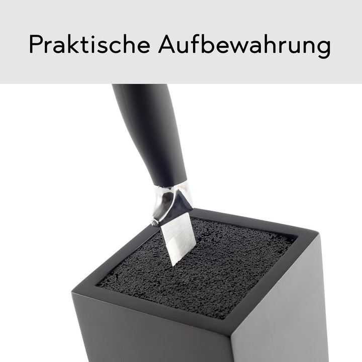 Messerblock - Messerhalter ohne Messer aus Holz Messerbrett Schwarz Borsteneinsatz Dunkel Einsatz Ho