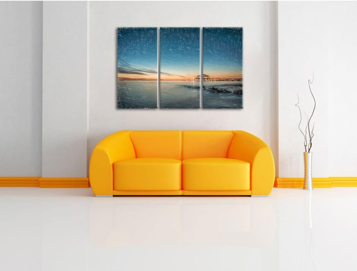 Pixxprint Timmendorfer Strand als Leinwandbild/Grösse: 3 Teilig (120x80) cm/Wandbild/Kunstdruck/fert