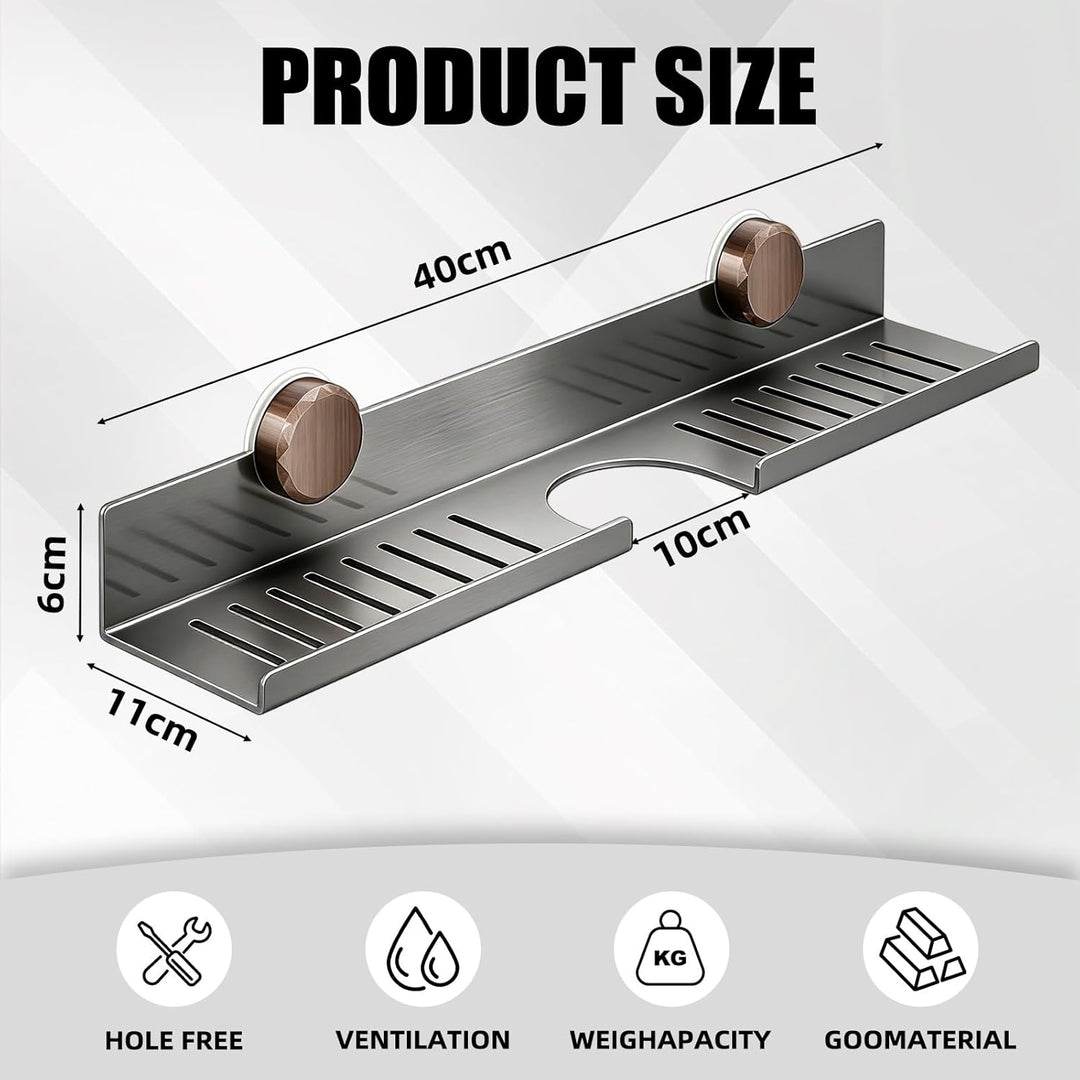 Waschbecken Ablage, 40CM Waschbecken Organizer Regal Grau Duschablage Ohne Bohren mit Abfluss Badezi