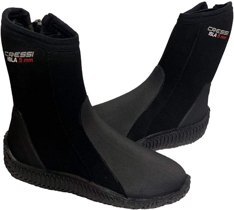 Cressi Isla Boots - Unisex Tauchschuhe aus Neopren Shwarz mit Gummisohle 5mm XL, 5mm XL