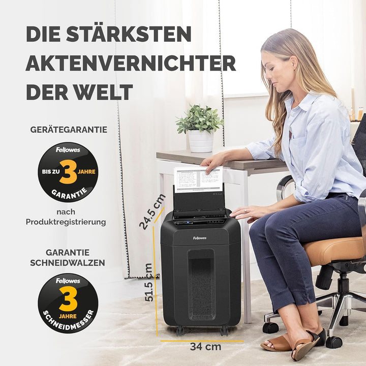 Fellowes Autofeed Aktenvernichter, AutoMax 90M, Minicut (P4), Papierschredder für Büro, Schredder, m