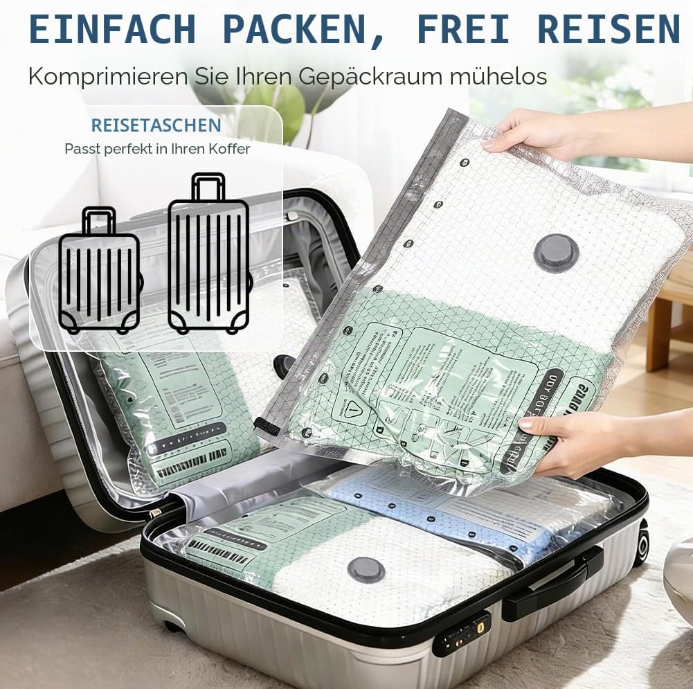 Aolso Vakuumbeutel für Kleidung mit Kabellose Vakuumpumpe, 9 Stück Vacuum Bags Wiederverwendbare (3x