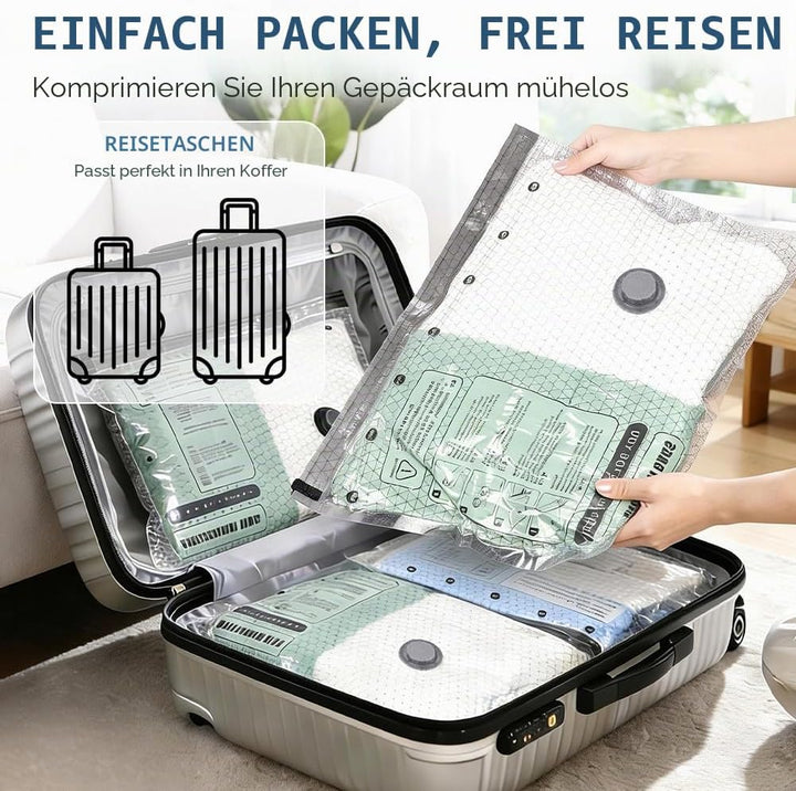 Aolso Vakuumbeutel für Kleidung mit Kabellose Vakuumpumpe, 9 Stück Vacuum Bags Wiederverwendbare (3x