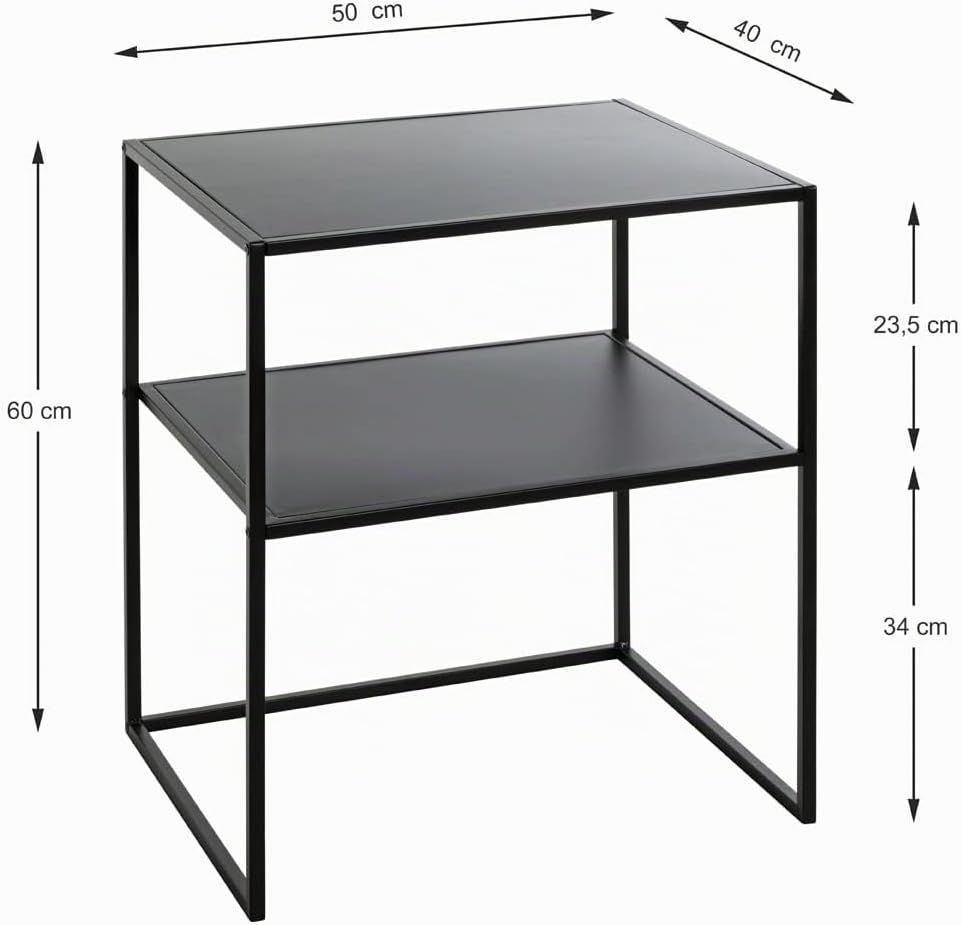 HAKU Möbel Beistelltisch, schwarz, B 50 x T 40 x H 60, B 50 x T 40 x H 60