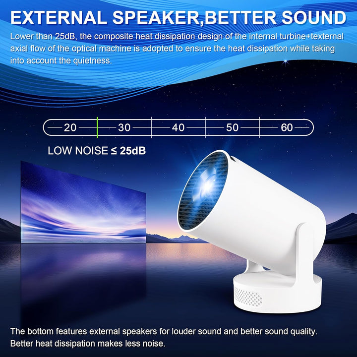 Mini Projektor 4K Beamer Tragbarer Minibeamer 2.4/5G Dual WiFi6 Android 11 1080P Full HD unterstützt
