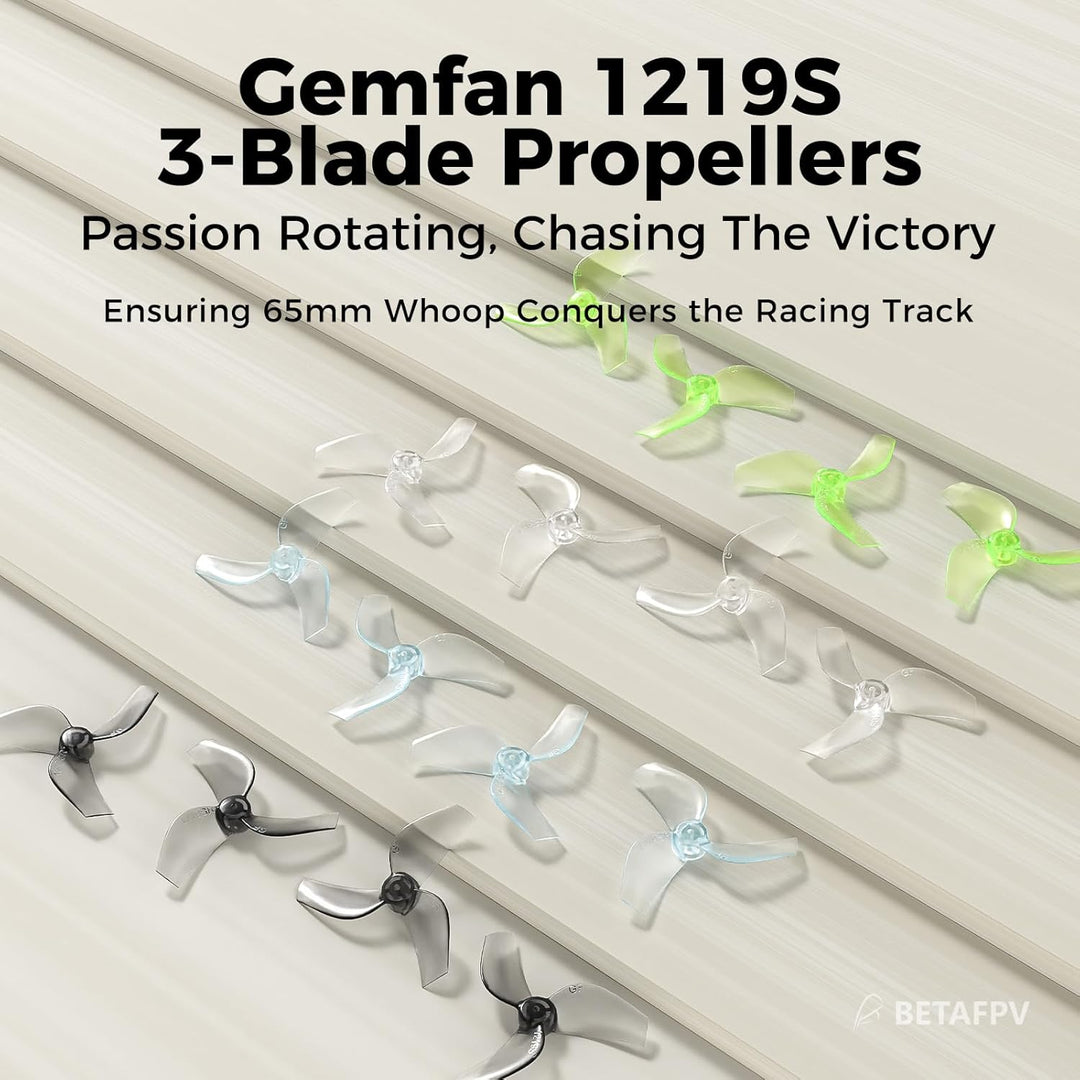 BETAFPV 16pcs Gemfan 1219S 3-Blade Propellers with 1.0mm Shaft Hole Compatible for 0702 Series Brush