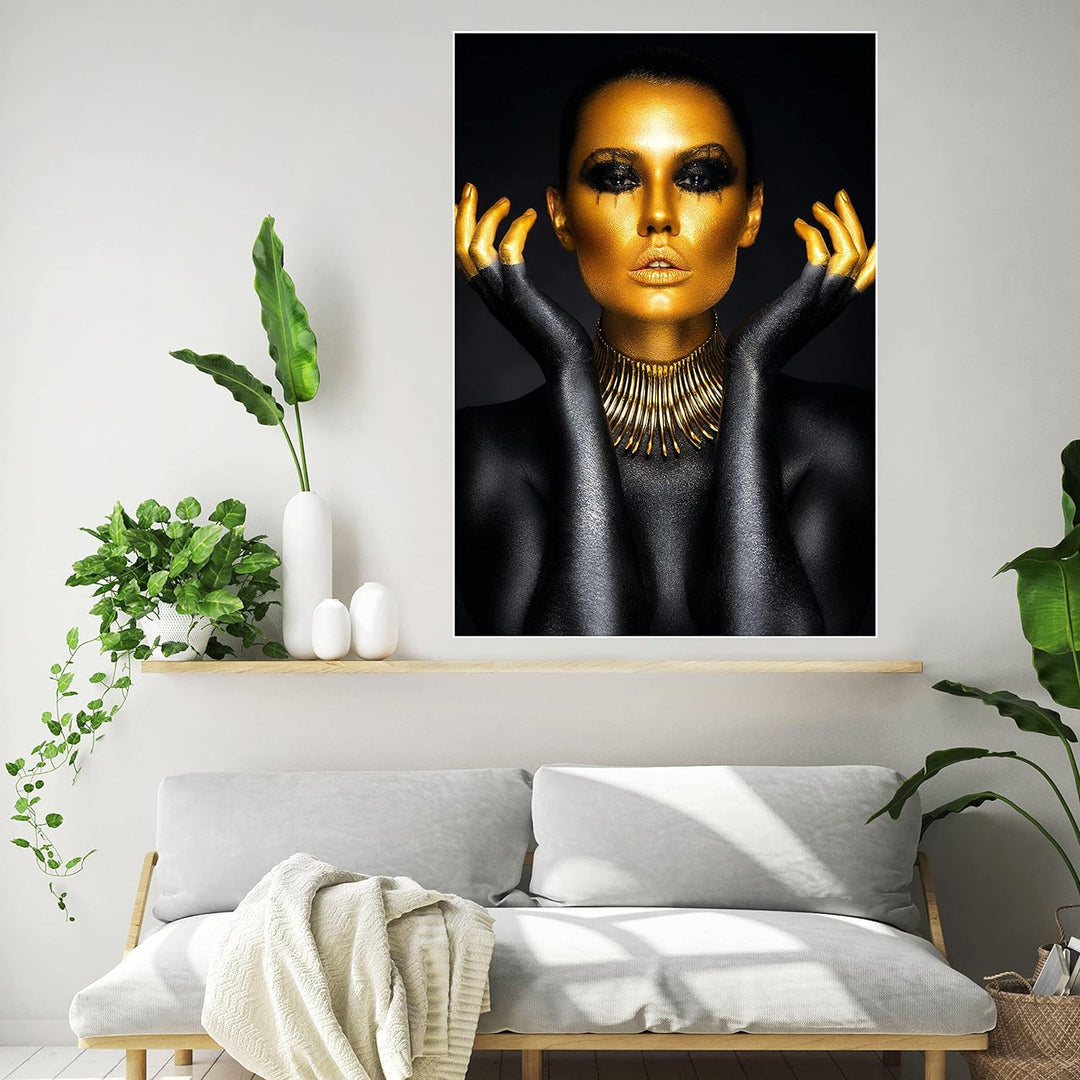 wandmotiv24 Poster als Wanddeko, Grösse 100x70cm, Gold Collection, Model mit goldenen Highlights, Sc