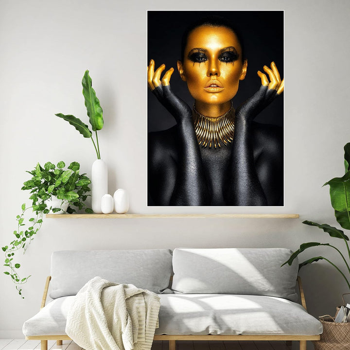 wandmotiv24 Poster als Wanddeko, Grösse 100x70cm, Gold Collection, Model mit goldenen Highlights, Sc