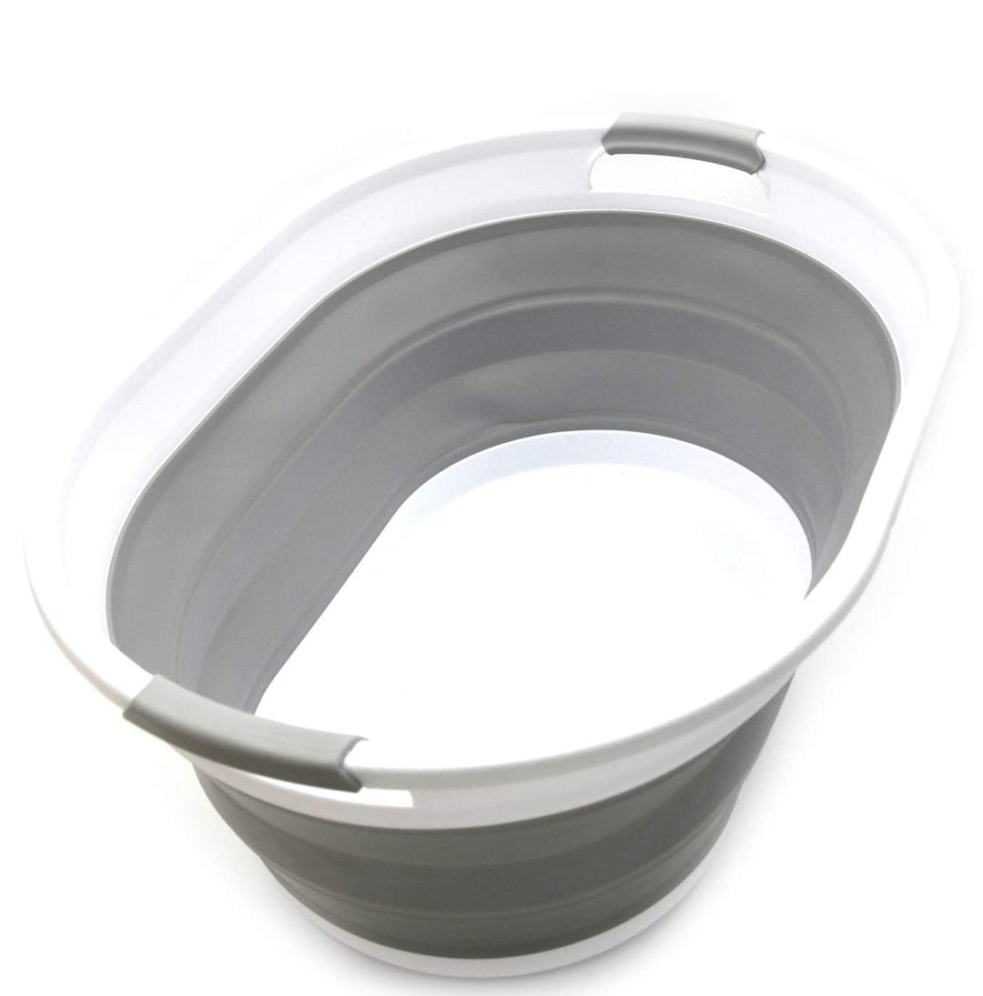 SAMMART 39L Collapsible Plastic Laundry Basket - Oval Tub/Basket - Foldable Storage Container/Organi