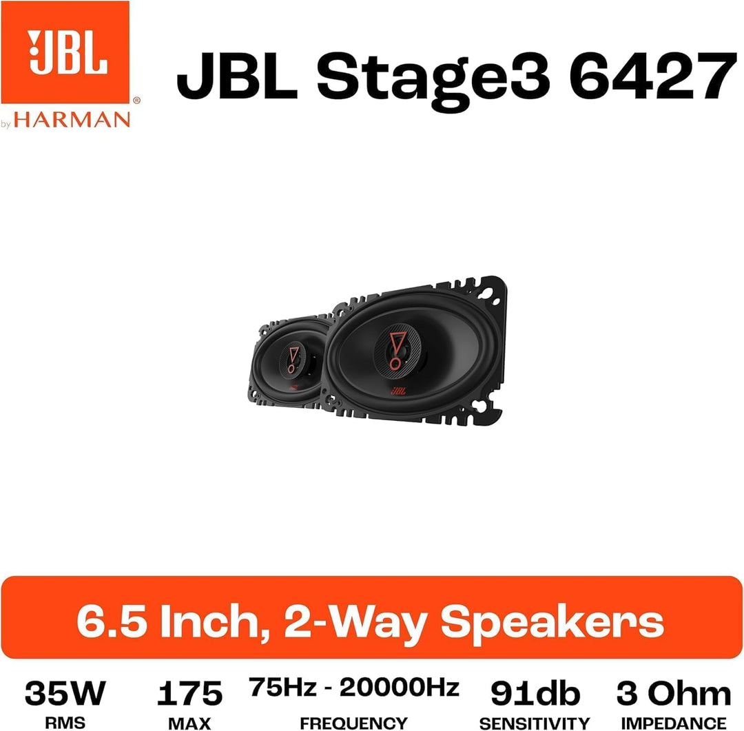 JBL Stage3 6427 2-Wege Auto Lautsprecher Set von Harman Kardon - 175 Watt ovale KFZ Autolautsprecher